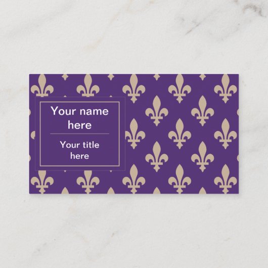 Lilie Pattern, Französisch, Royal, Cream, Lila Visitenkarte (Rückseite)