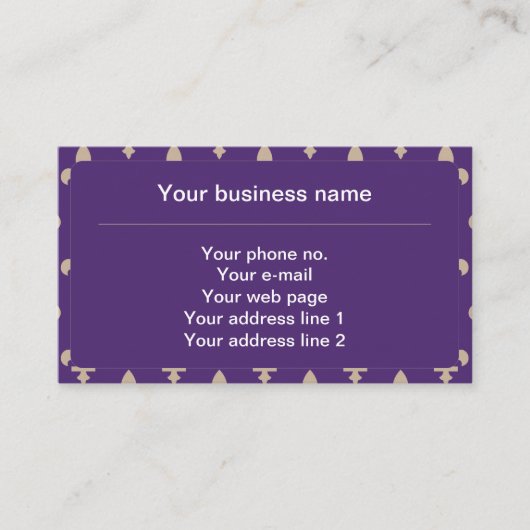 Lilie Pattern, Französisch, Royal, Cream, Lila Visitenkarte (Vorderseite)