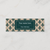 Lilie Pattern, Französisch, Royal, Green Mini Visitenkarte (Rückseite)