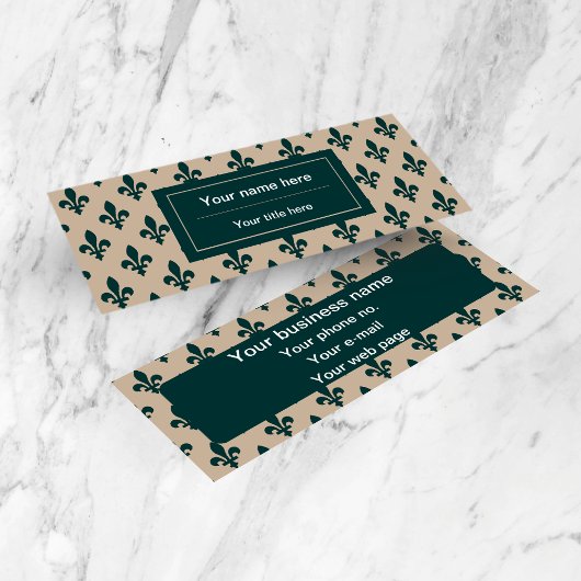 Lilie Pattern, Französisch, Royal, Green Mini Visitenkarte