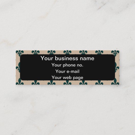 Lilie Pattern, Französisch, Royal, Green Mini Visitenkarte (Vorderseite)
