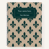 Lilie Pattern, Französisch, Royal, Green Notizblock (Vorderseite)