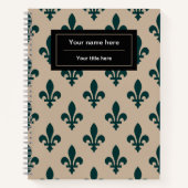 Lilie Pattern, Französisch, Royal, Green Notizblock (Vorderseite)