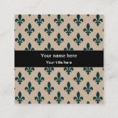 Lilie Pattern, Französisch, Royal, Green Quadratische Visitenkarte (Rückseite)