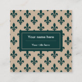 Lilie Pattern, Französisch, Royal, Green Quadratische Visitenkarte (Rückseite)