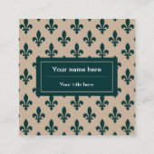 Lilie Pattern, Französisch, Royal, Green Quadratische Visitenkarte (Rückseite)