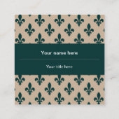 Lilie Pattern, Französisch, Royal, Green Quadratische Visitenkarte (Rückseite)