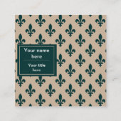 Lilie Pattern, Französisch, Royal, Green Quadratische Visitenkarte (Rückseite)
