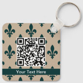 Lilie Pattern, Französisch, Royal, Green Schlüsselanhänger (Rückseite)