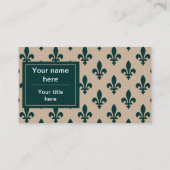 Lilie Pattern, Französisch, Royal, Green Visitenkarte (Rückseite)