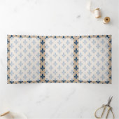 Lilie Pattern, Französisch, Royal, Navy Blue Dreifach Gefaltete Karte (Innenseite)