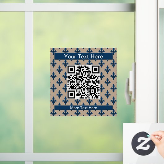 Lilie Pattern, Französisch, Royal, Navy Blue Fensteraufkleber (Zuhause)