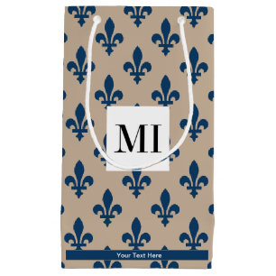 Lilie Pattern, Französisch, Royal, Navy Blue Kleine Geschenktüte