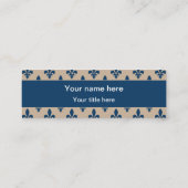 Lilie Pattern, Französisch, Royal, Navy Blue Mini Visitenkarte (Rückseite)