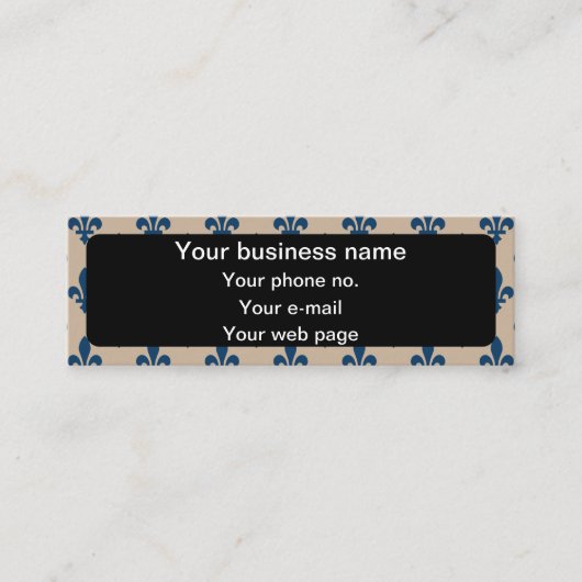 Lilie Pattern, Französisch, Royal, Navy Blue Mini Visitenkarte (Vorderseite)