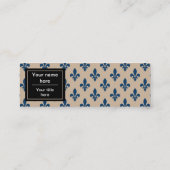 Lilie Pattern, Französisch, Royal, Navy Blue Mini Visitenkarte (Rückseite)