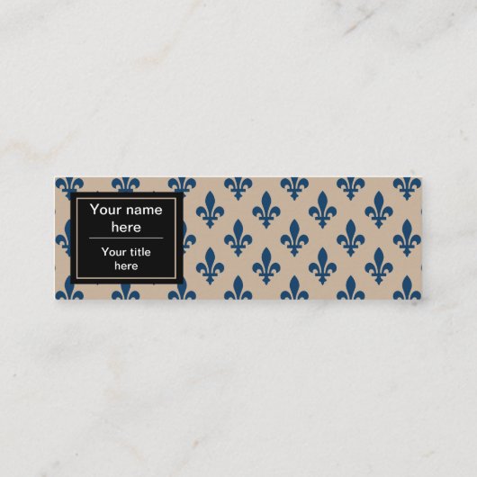 Lilie Pattern, Französisch, Royal, Navy Blue Mini Visitenkarte (Rückseite)