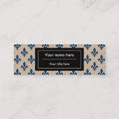 Lilie Pattern, Französisch, Royal, Navy Blue Mini Visitenkarte (Rückseite)