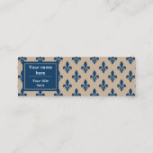 Lilie Pattern, Französisch, Royal, Navy Blue Mini Visitenkarte (Rückseite)