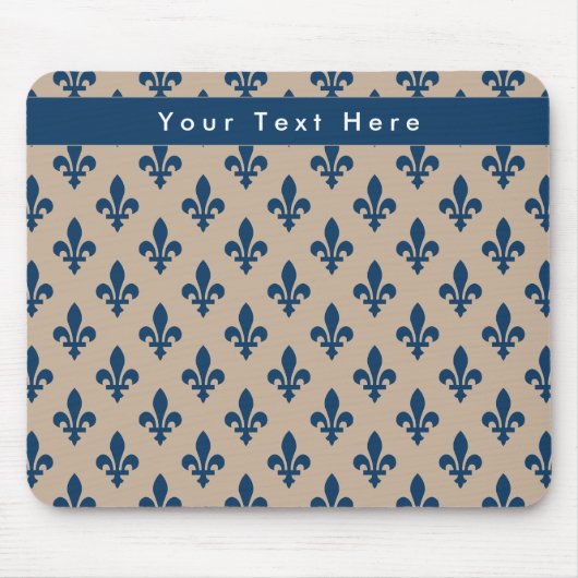 Lilie Pattern, Französisch, Royal, Navy Blue Mousepad (Vorne)