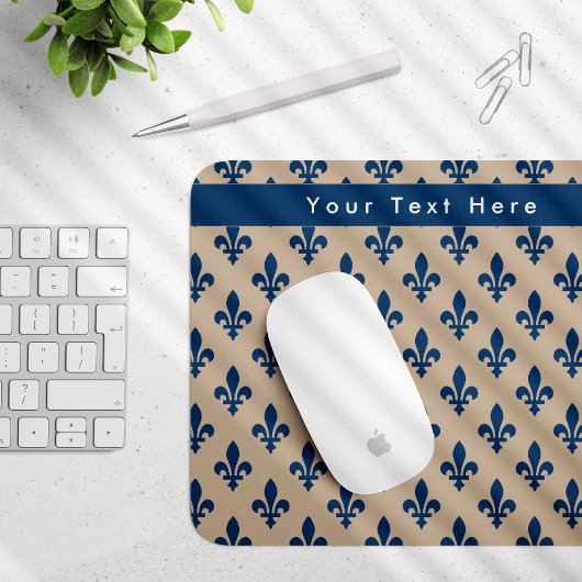 Lilie Pattern, Französisch, Royal, Navy Blue Mousepad