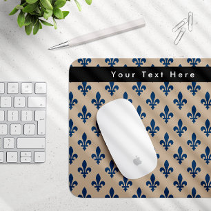 Lilie Pattern, Französisch, Royal, Navy Blue Mousepad