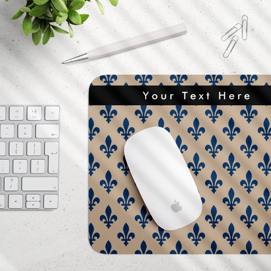 Lilie Pattern, Französisch, Royal, Navy Blue Mousepad