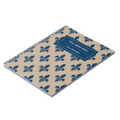 Lilie Pattern, Französisch, Royal, Navy Blue Notizblock (Linke Seite)