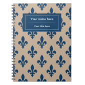 Lilie Pattern, Französisch, Royal, Navy Blue Notizblock (Vorderseite)
