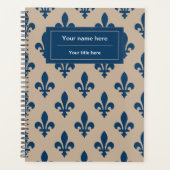 Lilie Pattern, Französisch, Royal, Navy Blue Planer (Vorderseite)