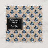 Lilie Pattern, Französisch, Royal, Navy Blue Quadratische Visitenkarte (Rückseite)