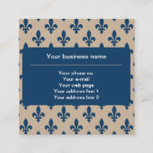 Lilie Pattern, Französisch, Royal, Navy Blue Quadratische Visitenkarte (Vorderseite)