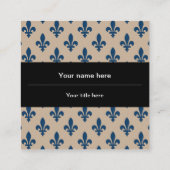 Lilie Pattern, Französisch, Royal, Navy Blue Quadratische Visitenkarte (Rückseite)