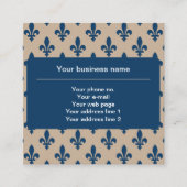 Lilie Pattern, Französisch, Royal, Navy Blue Quadratische Visitenkarte (Vorderseite)