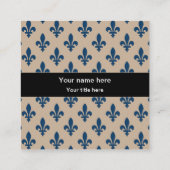 Lilie Pattern, Französisch, Royal, Navy Blue Quadratische Visitenkarte (Rückseite)