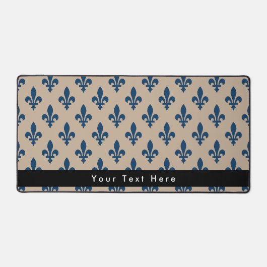 Lilie Pattern, Französisch, Royal, Navy Blue Schreibtischunterlage (Vorderseite)
