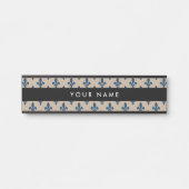 Lilie Pattern, Französisch, Royal, Navy Blue Türschild (Vorderseite )