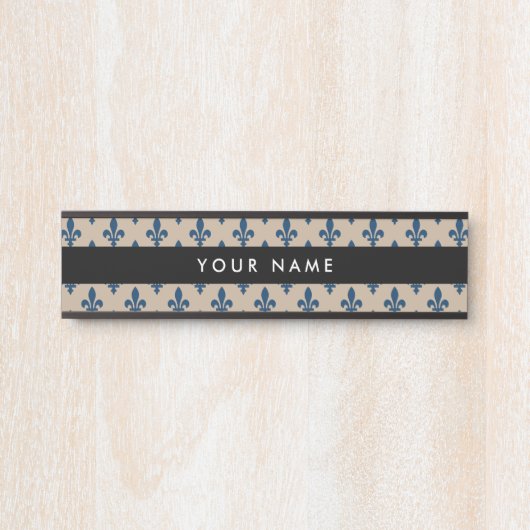 Lilie Pattern, Französisch, Royal, Navy Blue Türschild (Vorderseite )