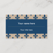 Lilie Pattern, Französisch, Royal, Navy Blue Visitenkarte (Rückseite)