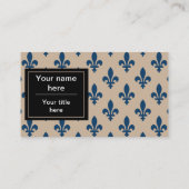 Lilie Pattern, Französisch, Royal, Navy Blue Visitenkarte (Rückseite)