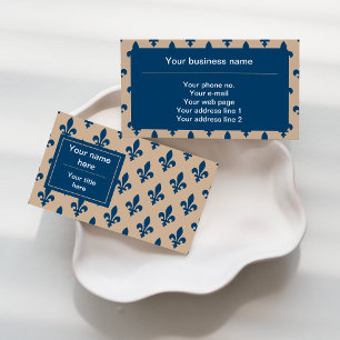 Lilie Pattern, Französisch, Royal, Navy Blue Visitenkarte