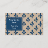 Lilie Pattern, Französisch, Royal, Navy Blue Visitenkarte (Rückseite)