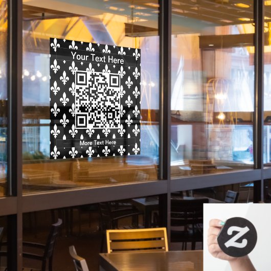 Lilie Pattern, Französisch, Royal, Weiß Fensteraufkleber (Restaurantfenster)