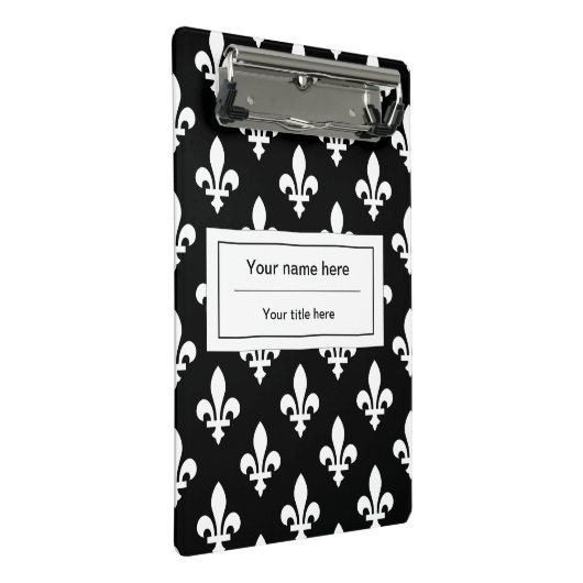 Lilie Pattern, Französisch, Royal, Weiß Mini Klemmbrett (Schrägansicht)