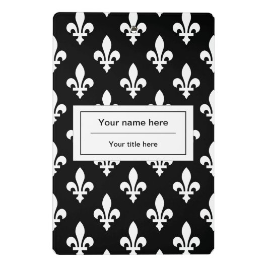 Lilie Pattern, Französisch, Royal, Weiß Mini Klemmbrett (Rückseite)