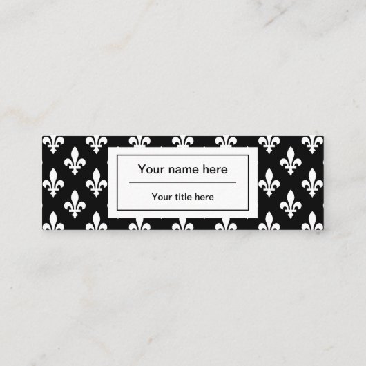 Lilie Pattern, Französisch, Royal, Weiß Mini Visitenkarte (Rückseite)