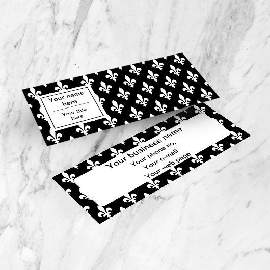 Lilie Pattern, Französisch, Royal, Weiß Mini Visitenkarte