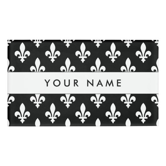 Lilie Pattern, Französisch, Royal, Weiß Namenschild (Vorderseite)