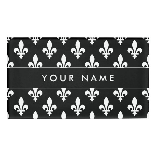 Lilie Pattern, Französisch, Royal, Weiß Namenschild (Vorderseite)