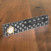 Lilie Pattern, Französisch, Royal, Weiß Namensplakette (Seite)